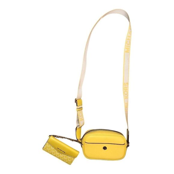 Michael Kors Handbags - Michael Kors Maisie Small Pebbled Leather 2-in-1 Camera Bag Card Case Yellow EUC